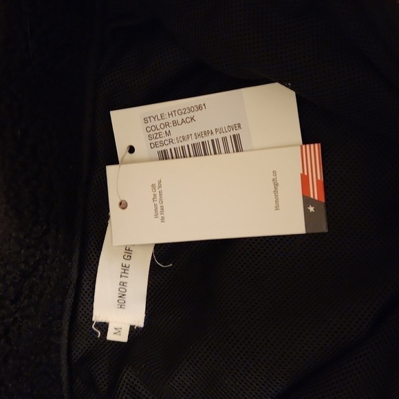 NWT Honor the Gift Black Script Sherpa Pullover Jacket-Size M - Picture 3 of 3